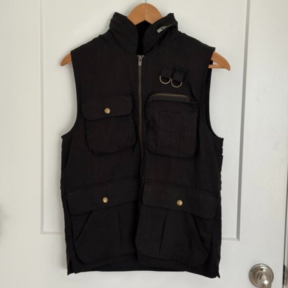 BANANA REPUBLIC BLACK CANVAS VEST SIZE S - Picture 5 of 7